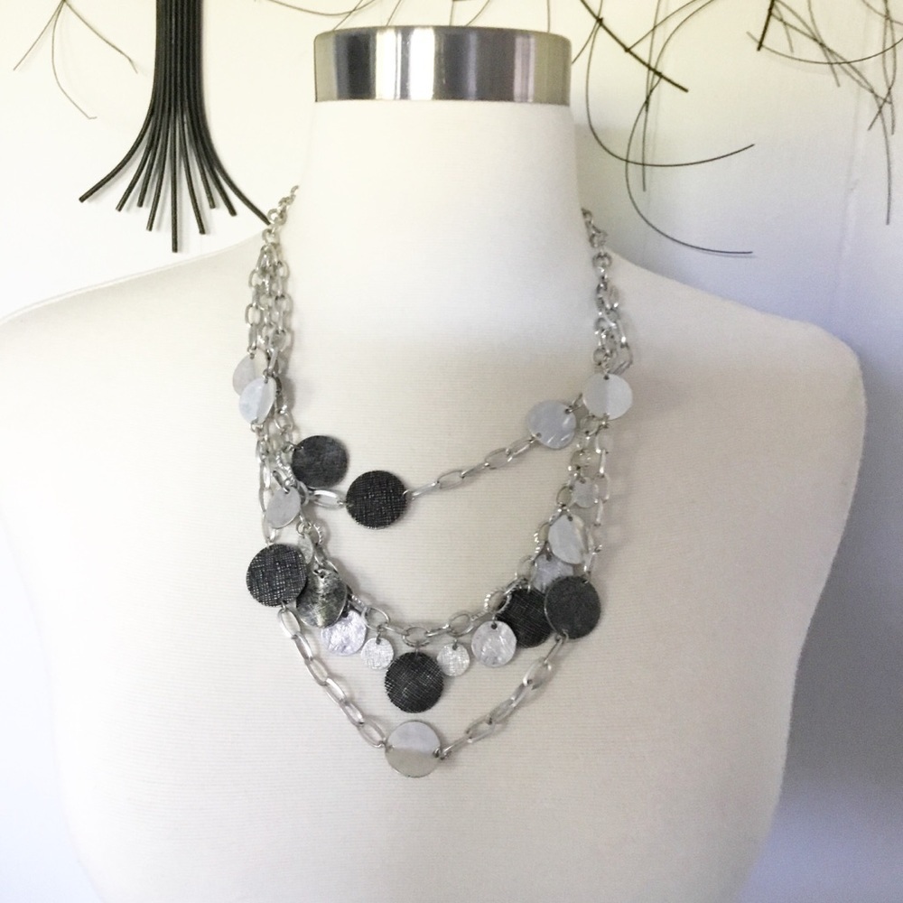 Loft Multi Layer Silver Necklace Statement